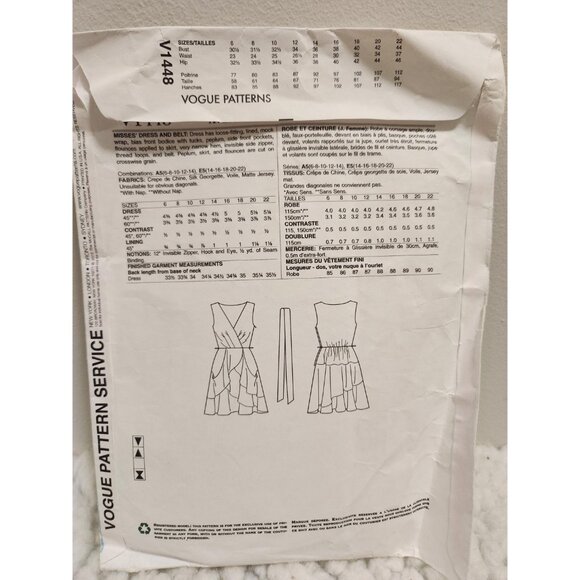 DKNY Dress Sewing Pattern V1448 • Vogue Designer Pattern • Sleeveless Wrap - Picture 4 of 13